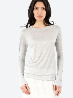Sale - Long Sleeve Tee in Grey Melange Women Tops & Blouses | T-Shirts