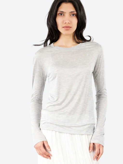 Sale - Long Sleeve Tee in Grey Melange Women Tops & Blouses | T-Shirts