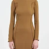 New - Omato Long Sleeve Dress in Jade Brown Women Dresses