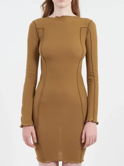 New - Omato Long Sleeve Dress in Jade Brown Women Dresses