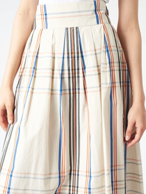 New - Big Tartan Skirt in Off White Women Skirts