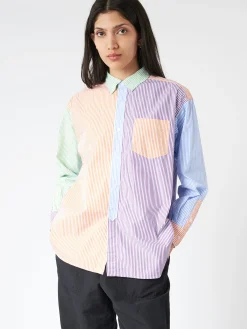 Hot - Crazy Stripe Long Sleeve Button Down in Multi Women Tops & Blouses | Button-Ups
