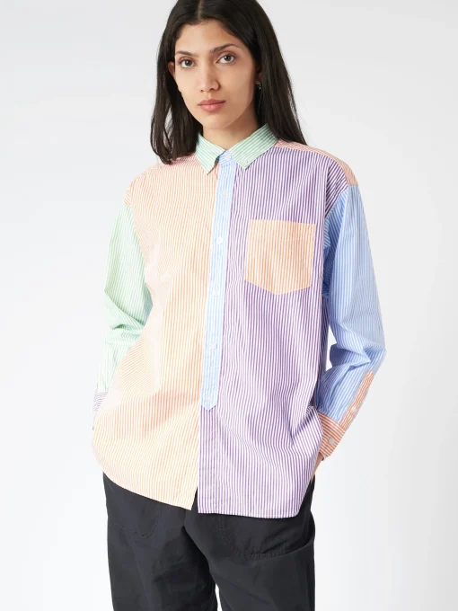 Hot - Crazy Stripe Long Sleeve Button Down in Multi Women Tops & Blouses | Button-Ups