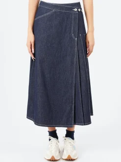Fashion - Pleated Wrap Skirt in Indigo Women Skirts | Denim