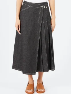 New - Pleated Wrap Skirt in Women Skirts | Denim