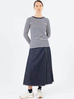 Fashion - Pleated Wrap Skirt in Indigo Women Skirts | Denim
