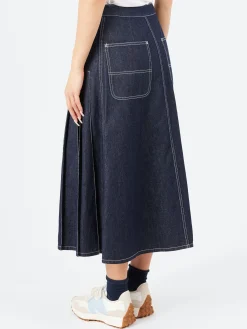 Fashion - Pleated Wrap Skirt in Indigo Women Skirts | Denim