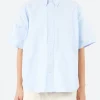 Hot - Shirt Sleeve Button Down Big Shirt in Light Bluevory Women Tops & Blouses | Button-Ups
