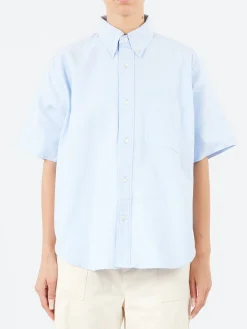 Hot - Shirt Sleeve Button Down Big Shirt in Light Bluevory Women Tops & Blouses | Button-Ups