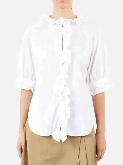 Best - S/S Frill Shirt in Black Women Tops & Blouses