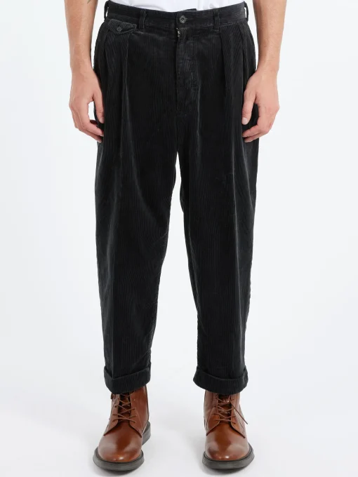 Fashion - 2 Pleat Corduroy Pants in Charcoal Grey Pants