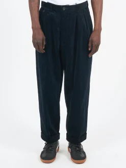 Sale - 2 Pleat Corduroy Pants in Navy Pants