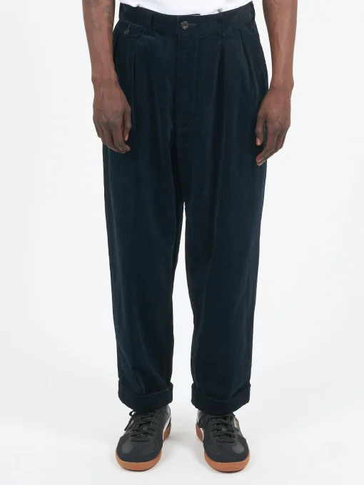Sale - 2 Pleat Corduroy Pants in Navy Pants