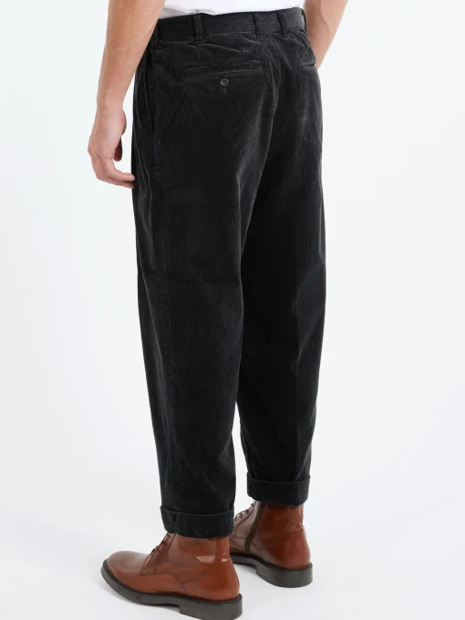 Fashion - 2 Pleat Corduroy Pants in Charcoal Grey Pants