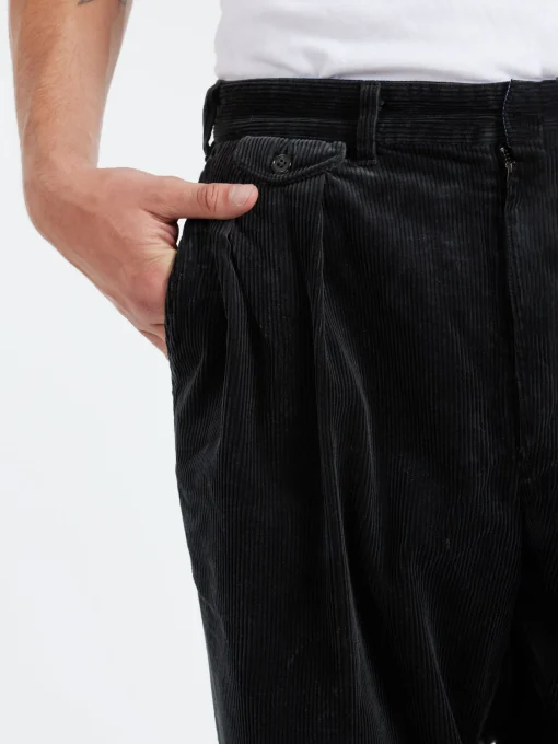 Fashion - 2 Pleat Corduroy Pants in Charcoal Grey Pants