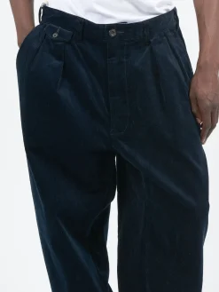 Sale - 2 Pleat Corduroy Pants in Navy Pants