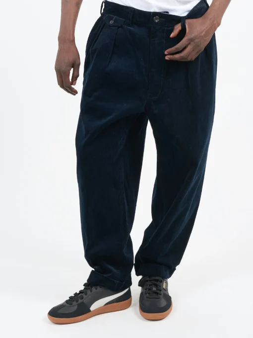 Sale - 2 Pleat Corduroy Pants in Navy Pants