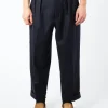 Sale - 2 Pleat Flannel Pants in Navy Pants