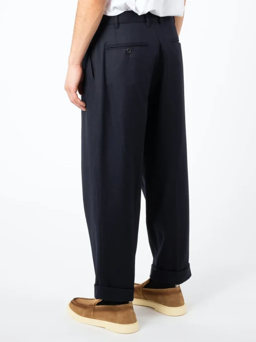 Sale - 2 Pleat Flannel Pants in Navy Pants