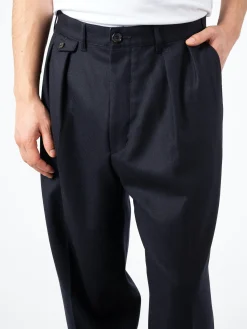 Sale - 2 Pleat Flannel Pants in Navy Pants