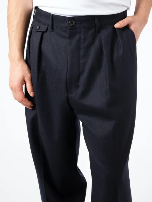 Sale - 2 Pleat Flannel Pants in Navy Pants