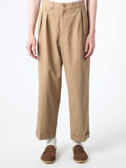 Outlet - 2 Pleat Trousers in Khaki Pants
