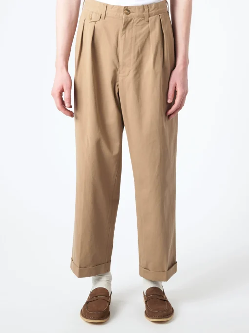 Outlet - 2 Pleat Trousers in Khaki Pants