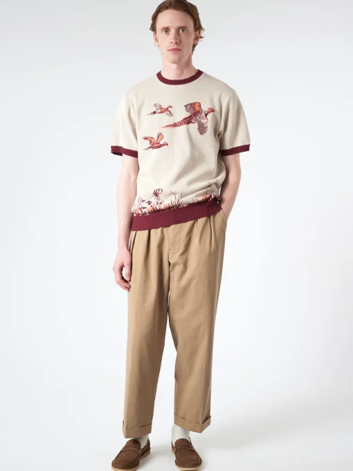Outlet - 2 Pleat Trousers in Khaki Pants