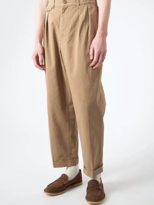 Outlet - 2 Pleat Trousers in Khaki Pants