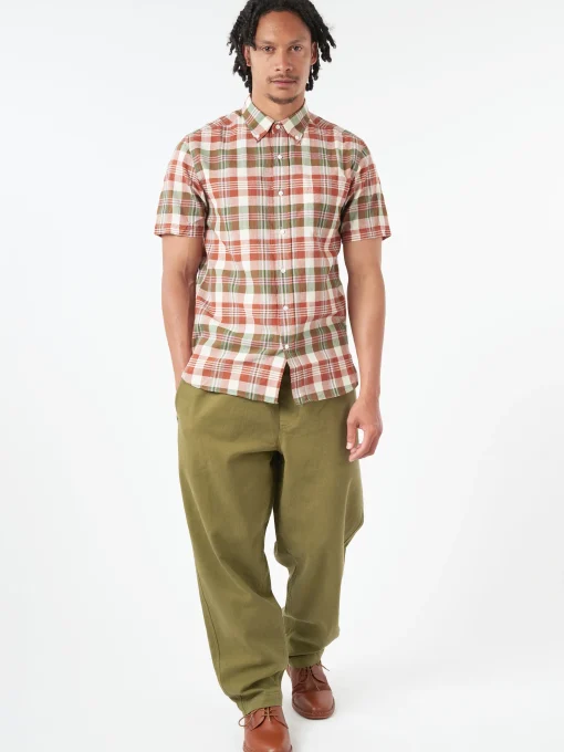 Outlet - Button-Down Madras Shirt in Brown Button-Ups