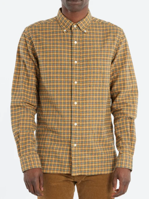 Outlet - Button-Down Mini Plaid Flannel in Yellow Button-Ups