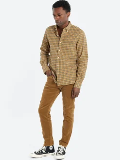 Outlet - Button-Down Mini Plaid Flannel in Yellow Button-Ups