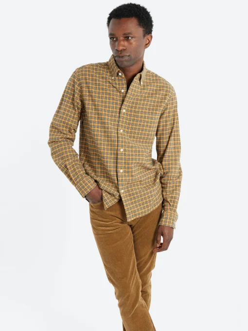 Outlet - Button-Down Mini Plaid Flannel in Yellow Button-Ups
