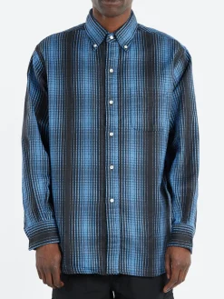 Hot - Button-Down Print Flannel Classic Fit in Blue Button-Ups