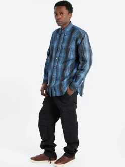 Hot - Button-Down Print Flannel Classic Fit in Blue Button-Ups