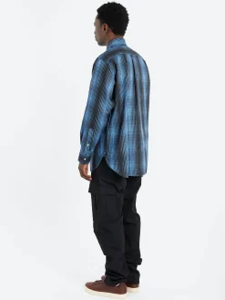 Hot - Button-Down Print Flannel Classic Fit in Blue Button-Ups