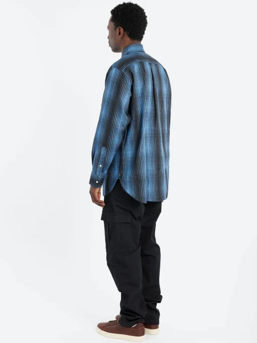 Hot - Button-Down Print Flannel Classic Fit in Blue Button-Ups