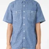 New - Chambray Short Sleeve Work Shirt in Blue Button-Ups