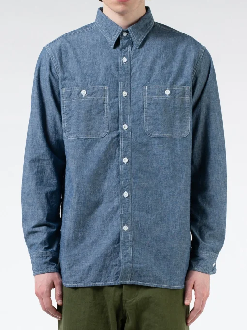 Clearance - Chambray Work Shirt in Blue Button-Ups