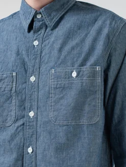 Clearance - Chambray Work Shirt in Blue Button-Ups