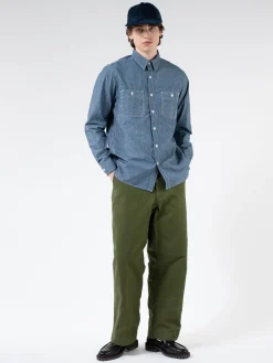 Clearance - Chambray Work Shirt in Blue Button-Ups