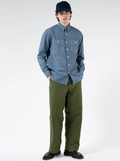Clearance - Chambray Work Shirt in Blue Button-Ups