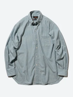 Discount - Classic Fit Wool Stripe Button Down Shirt in Button-Ups