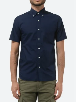 Sale - Color Broad Short Sleeve Button Down Shirt in Navy Button-Ups