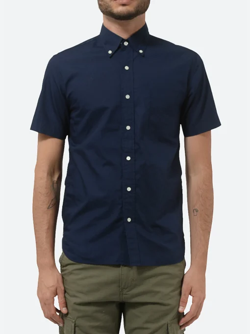 Sale - Color Broad Short Sleeve Button Down Shirt in Navy Button-Ups
