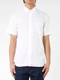 Outlet - Color Broad Short Sleeve Button Down Shirt in White Button-Ups