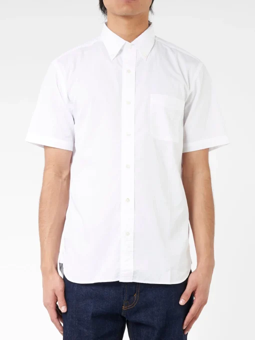 Outlet - Color Broad Short Sleeve Button Down Shirt in White Button-Ups