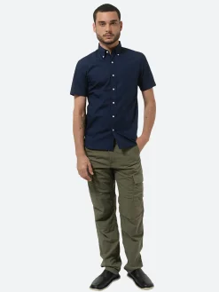 Sale - Color Broad Short Sleeve Button Down Shirt in Navy Button-Ups