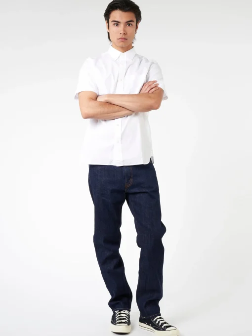 Outlet - Color Broad Short Sleeve Button Down Shirt in White Button-Ups