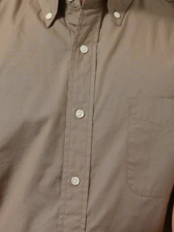 Fashion - Color Broad Short Sleeve Button Down Shirt in Beige Button-Ups
